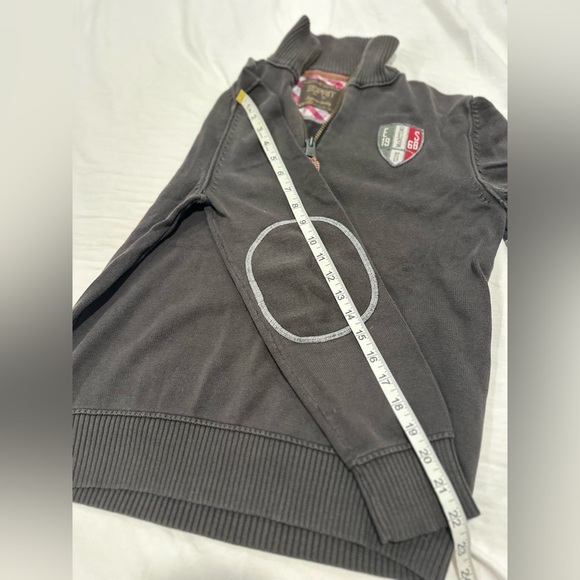 Mens Sz: S Esprit Dusty Black Club Marittimo 1/4 Zip Pullover Elbow Patches. - Picture 5 of 12